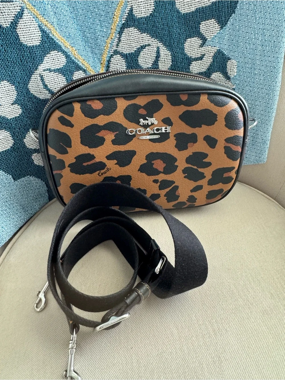Coach Jamie Camera Bag - Leopard Print Crossbody Bag - Brown/Black
